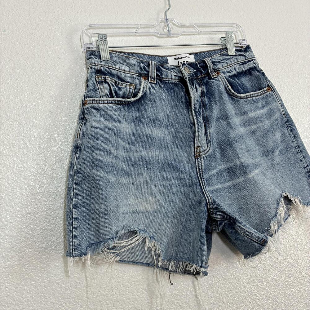 Reformation Wilder Jean Shorts Womens 27 Blue High Rise Relaxed Cut Off Denim - Picture 4 of 16
